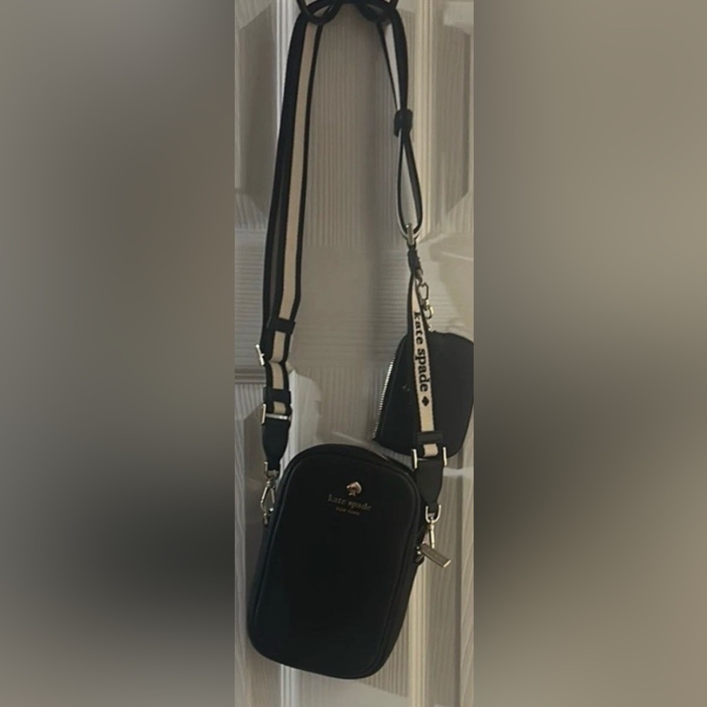 Kate Spade Black Emma Crossbody with Logo Strap, small coin purse, used once